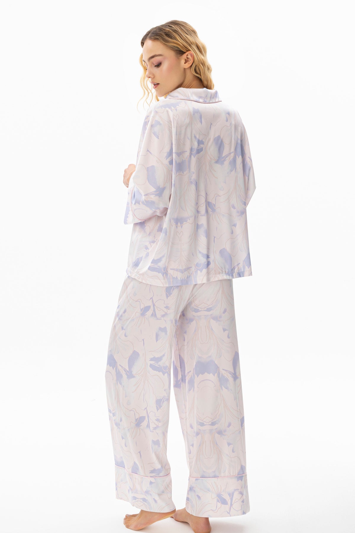 Celeste İpek Saten Pijama Takımı