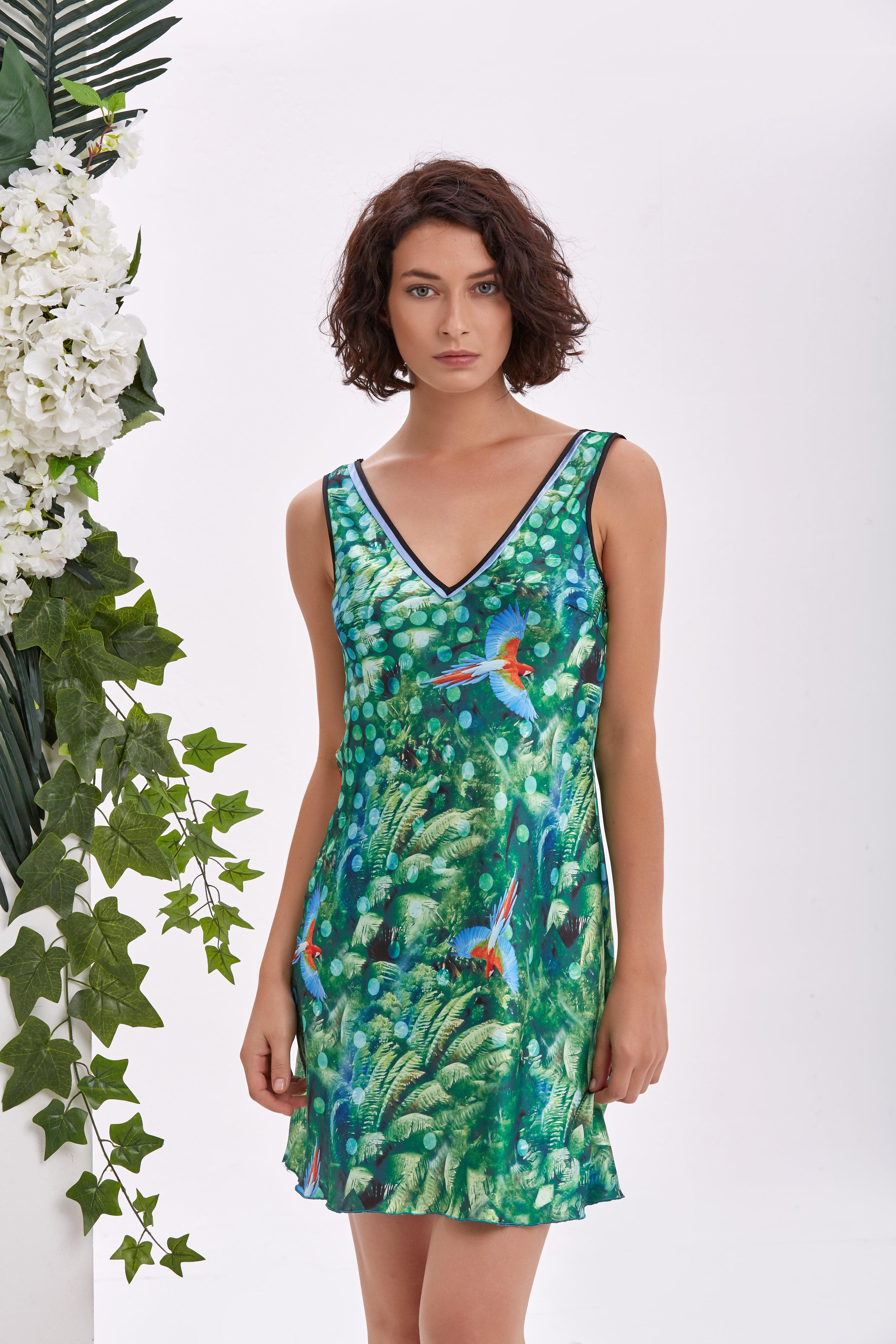 Tropicana Saten Kimono ve Gecelik Takımı