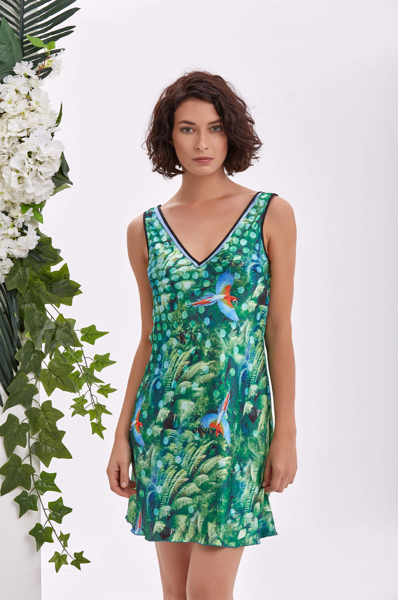 Tropicana Saten Kimono ve Gecelik Takımı