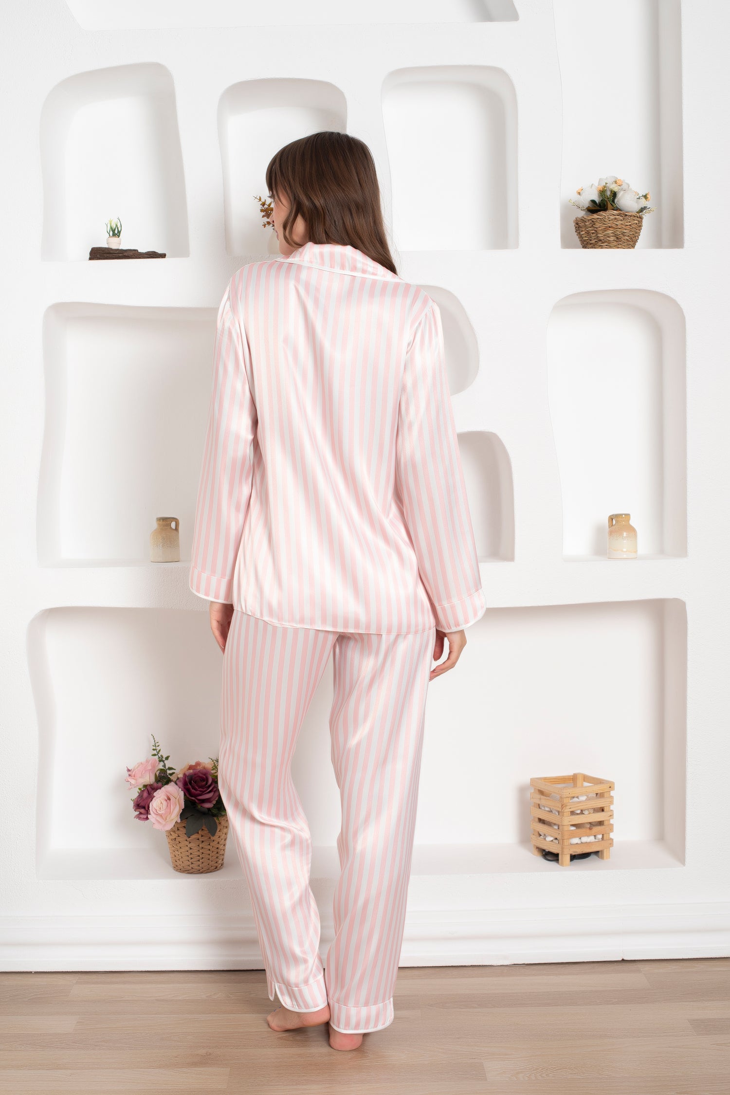 Çizgili Saten Pijama