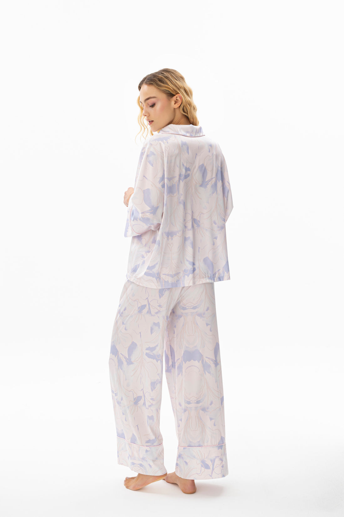 Celeste İpek Saten Pijama Takımı