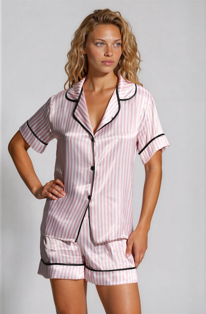 Çizgili Kısa Saten Pijama