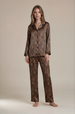 Daria Leopar Desen Saten Pijama Takımı